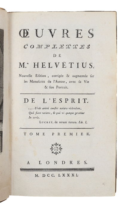 Oeuvres complettes. Nouvelle edition, corrigee et augmentee sur les manuscrits de l'auteur, avec sa vie et son portrait. 5 vols. 