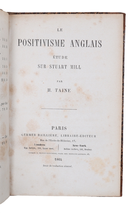 Le Positivisme anglais: étude sur Stuart Mill.