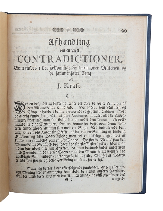 Afhandling om en Deel Contradictioner, som findes i det sædvanlige Systema over Materien og de sammensatte Ting.