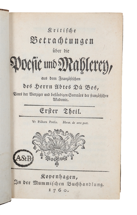 Kritische Betrachtungen über die Poesie und Mahlerey. 2 vols. 