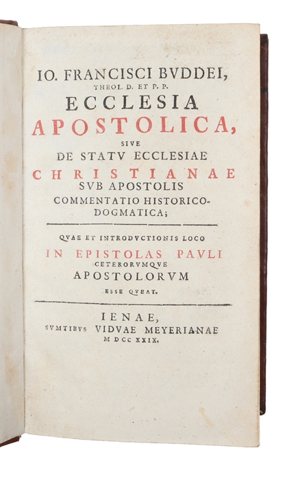 Ecclesia Apostolica, sive de Statu Ecclesiae Christianae sub Apostolis commentatio Historico-Dogmatica, qvae et introductionis Loco in Epistoæas Pauli ceterorumqve Apostoloru esse qveat.