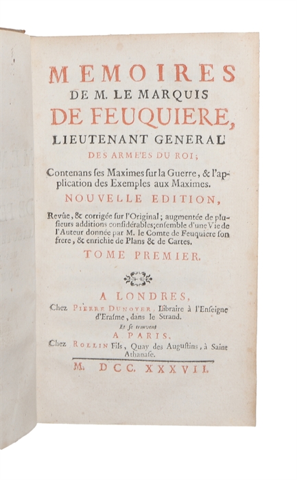 Memoires de M. le Marquis de Feuquiere. Vol. 1 & 2 (out of 4).