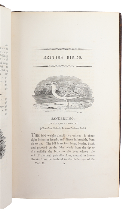 History of British Birds. The Figures engraven on Wood by T. Bewick. 2 vols. (1: History and Description of Land Birds. 2: Containing the History and Description of Water Birds).