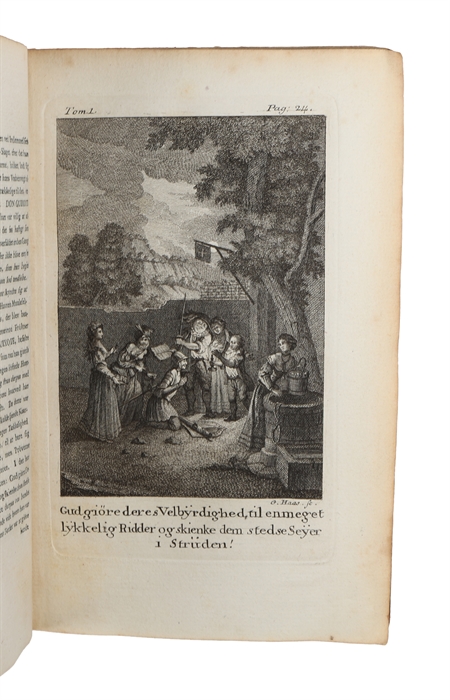 Den Sindrige Herremands Don Quixote af Mancha, Levnet og Bedrifter. Oversat, efter det i Amsterdam og Leipzig 1755, udgivne Spanske Oplag, af Charlotte Dorothea Biehl. 4 vols.