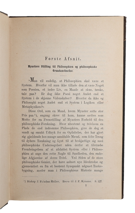 J. P. Mynster og de philosophiske Bevægelser paa hans Tid i Danmark.