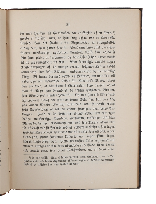 Tertullians Forsvarsskrift for de Kristne mod Hedningerne. Oversat af C. J. Arnesen.