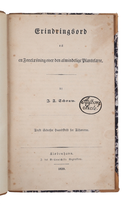 Erindringsord til en Forelæsning over den almindelige Plantelære.