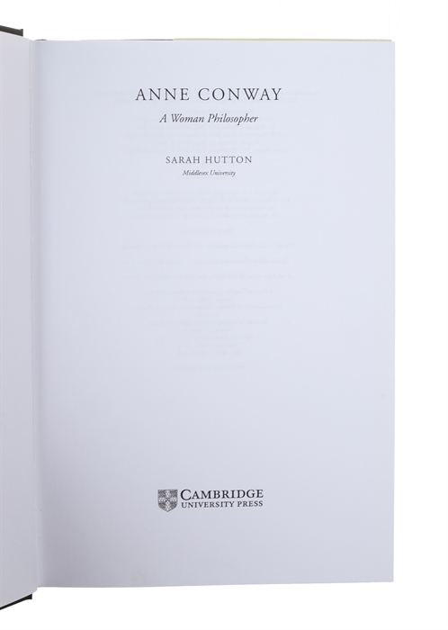 Anne Conway. A Woman Philosopher.