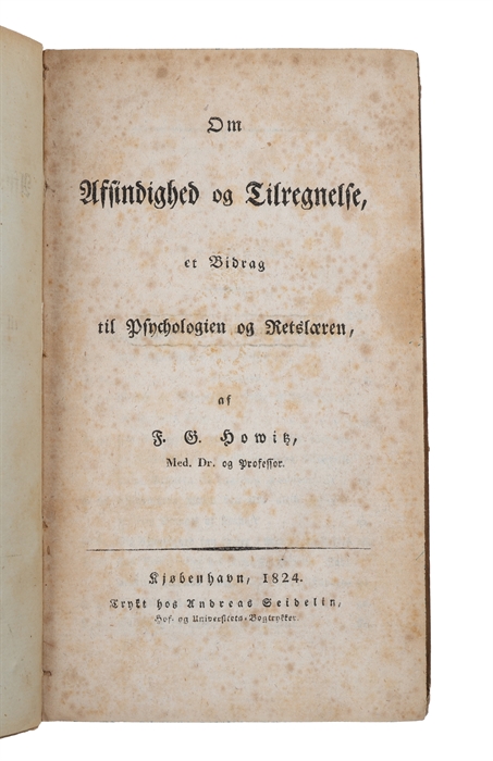 Om Afsindighed og Tilregnelse, et Bidrag til Psychologien og Retslæren.
