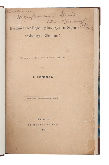 Har Linné seet tingen og havt syn paa sagen trods nogen eftermand? Tvende botaniske Smaatilfælde (+) For Hundrede Aar siden.