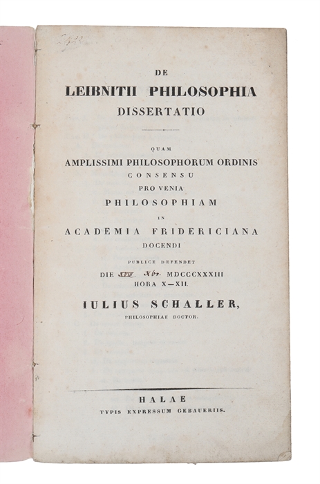 De Leibnitii Philosophia Dissertatio (...)