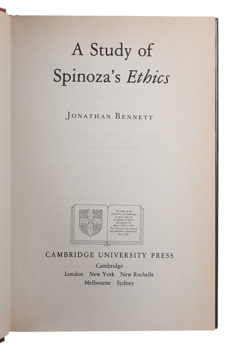 A Study of Spinoza's Ethics.