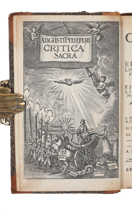 Critica sacra, de sacri Codicis partitione, editionibus variis, linguis originalibus & illibata puritate Fontium, interpretatione Scripturae legitima, nec non eiusdem translatione in Linguas totius universi, de Masora & Kabbala, Talmude denique & Alco...