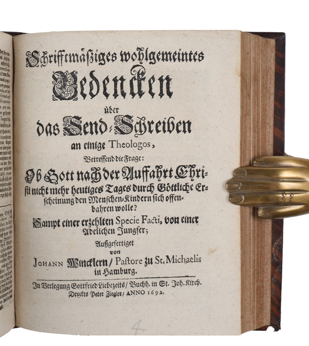 - Hans Wandal: Chiliasmi veteris et novi orthodoxa consideratio. Copenhagen, Bockenhoffer for Liebe, 1692.
- Johann Wilhelm Petersen: Send-Schreiben an einige Theologos... (No place, nor printer), 1692.
- Idem: Weiteres Nachdencken... vom Chiliastisch...