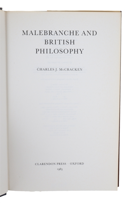 Malebranche and British Philosophy.