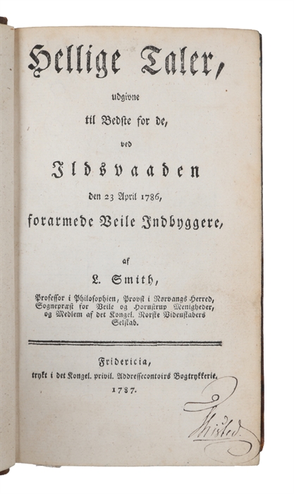 Hellige Taler, udgivne til Bedste for de, ved Ildsvaaden den 23 April 1786, forarmede Veile Indbyggere.