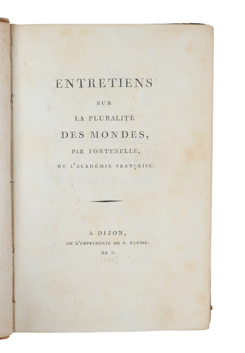 Entretiens sur la pluralité des mondes.