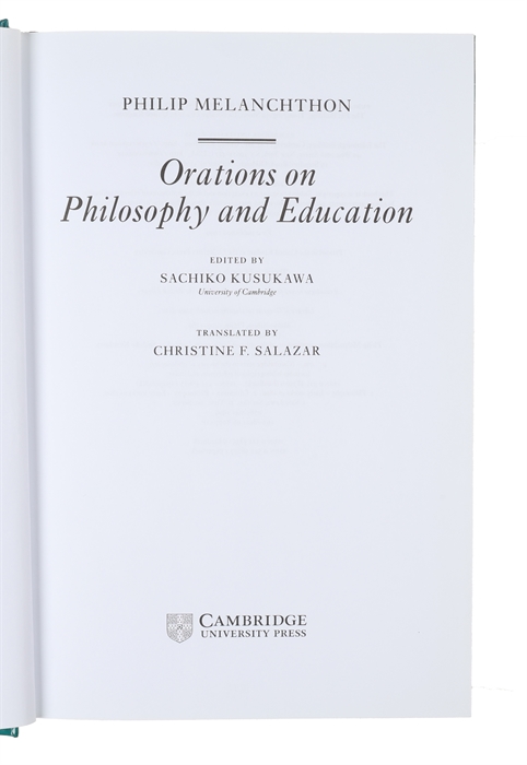 Orations on Philosophy and Education. (Cambridge Texts in the History of Philosophy)