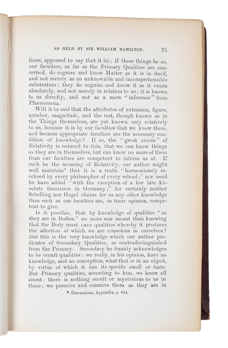 An Examination of Sir William Hamilton's Philosophy and of the Principal Philosophical Questions discussed in his Writings. Fifth Edition.