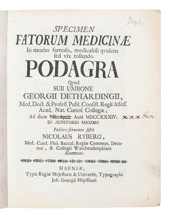 Specimen fatorum medicinae in morbo famoso, medicabili quidem sed vix tollendo podagra.