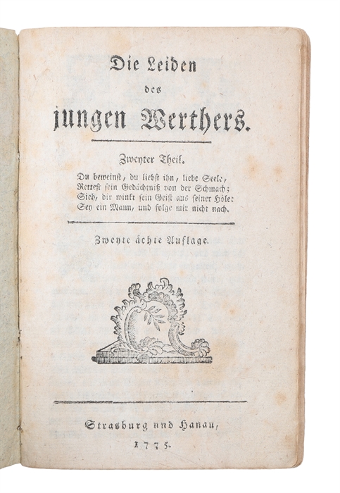 Die Leiden des jungen Werthers. Zweynte ächte Auflage. 2 parts.
