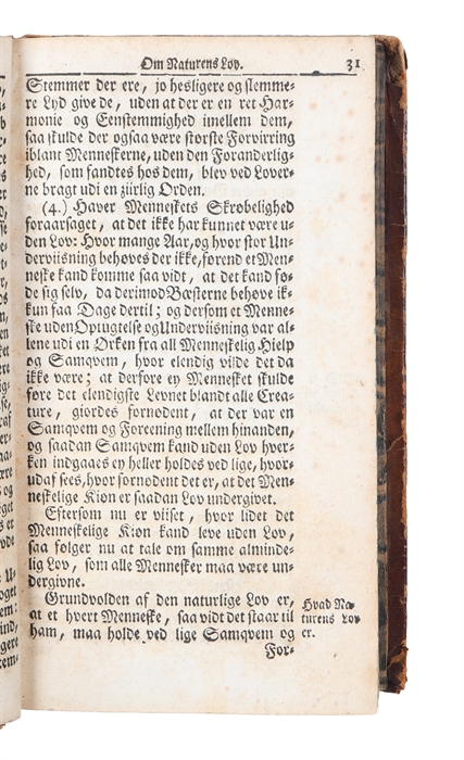 Naturens og Folke=rettens Kundskab, Bygget paa de fornemste Juristers Principiis, Illustreret med Exempler af de Nordiske Historier. Fierde Edition. 2 dele.