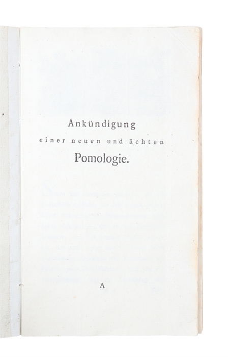 Ankundigung einer neuen und achten pomologie.