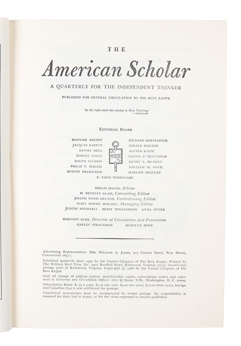 Our Universe: The Known and the Unknown. [In The American Scholar Vol. 37. No. 2]. 
