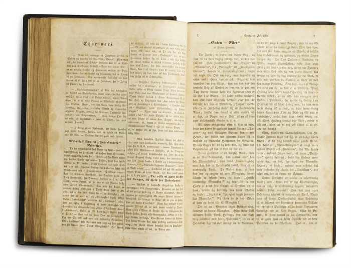 1) Møller, P. L. Et Besøg i Soræ [in: Gæa. Æsthetisk Aarbog]. +
2) [Goldschmidt, Meïr Aaron, edt.]. Corsaren. Nr. 1-315. +
3) Frater Taciturnus: En omreisende Æsthetikers Virksomhed,  
og hvorledes han dog kom til at betale Gjæstebudet. [Printed in: F...