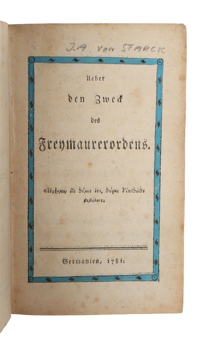 Über den Zweck des Freymaurerordens.
