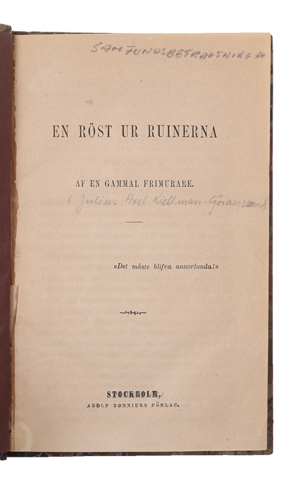 En röst ur ruinerna af en gammal frimurare.