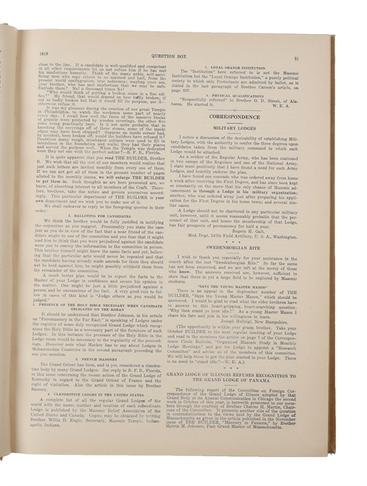 The Builder. A Journal for the Masonic Student a Journal for the Masonic Student. Volume IV.