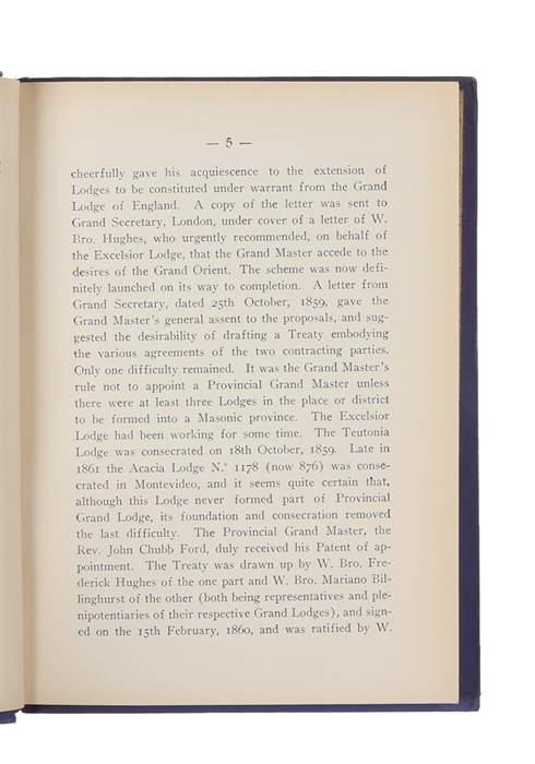 Notes on the History of the District Grand Lodge of South America.