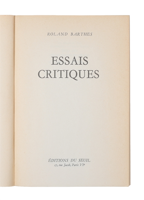 Essais critiques.