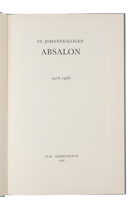 St. Johanneslogen Absalon	 1910 - 1968.
