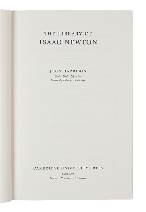 The Library of Isaac Newton.