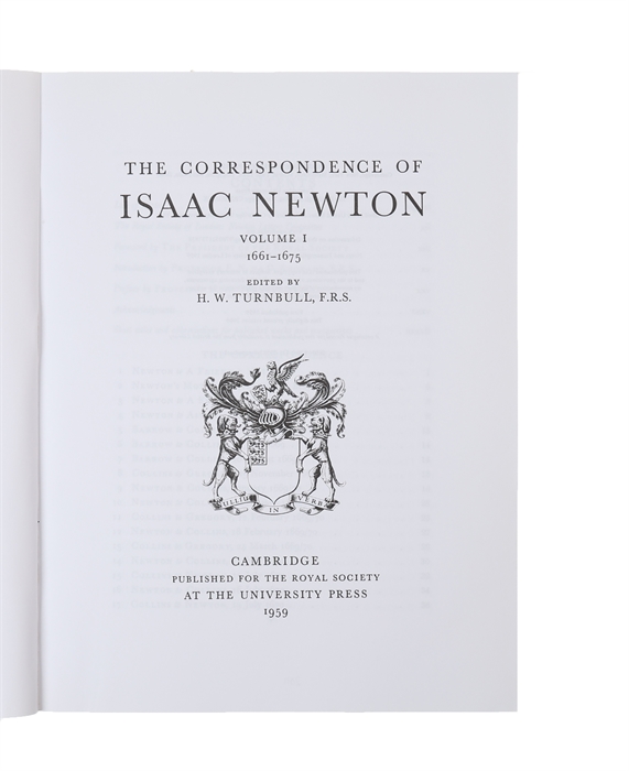 The Correspondence of Isaac Newton. Vols. 1 - 7.