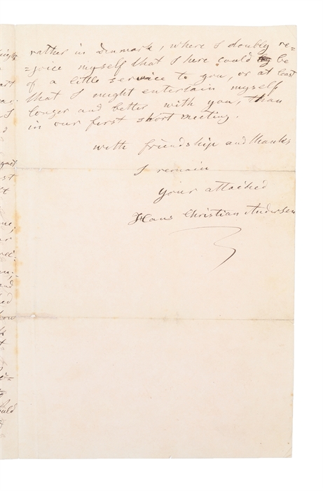 Autographed letter, signed in full ("Hans Christian Andersen"), in English, for the Scottish author William Hurton. 